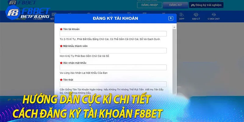 Hướng dẫn cách đăng ký F8bet đơn giản chỉ vài bước